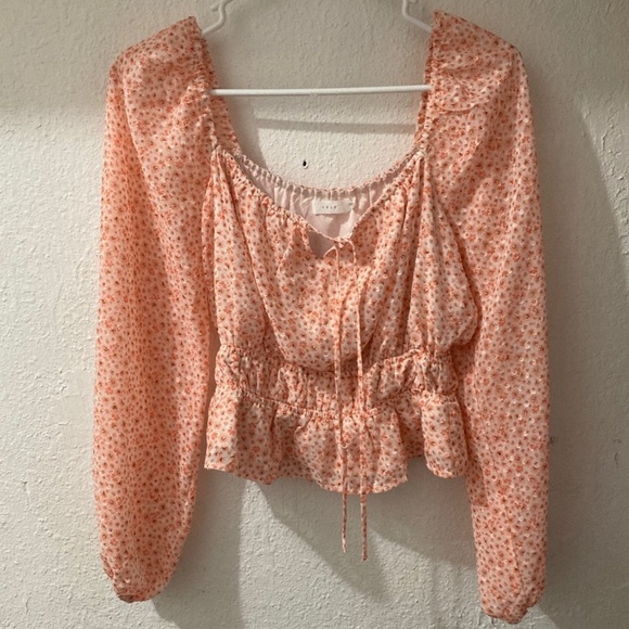 Lush Tops - Floral Peach Blouse from Lush